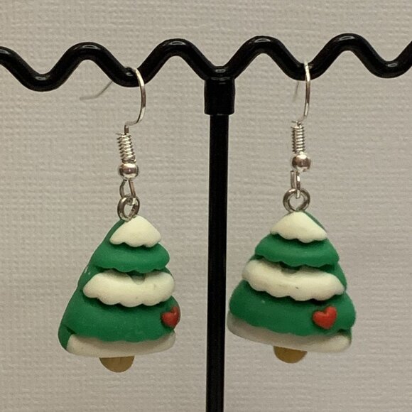 Christmas Earring, Christmas Tree Earring, Holiday Earring, Gift Idea, Tree - Picture 3 of 9